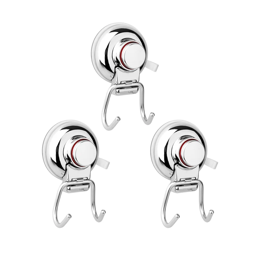Double Hooks Cup No Drilling Stainless Steel Bathroom Kitchen Tile Wall Vacuum Strong Paper Holders Tissue Rack Mounting 3 Pcs