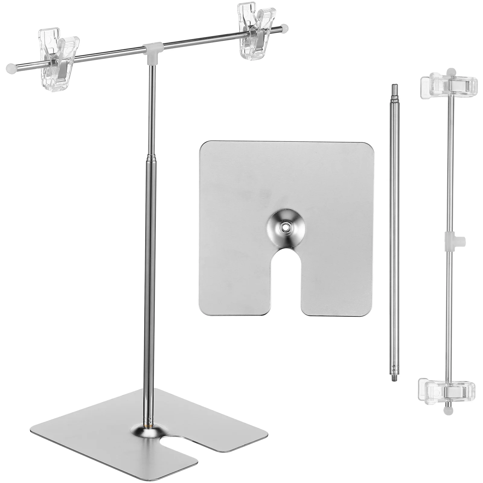 2 Pcs Stainless Steel Poster Stand Advertising Easels Display Holder Banner Sign The Adjustable 2 pcs stainless steel poster stand display shelf holder sign banner stands for retractable advertising showing