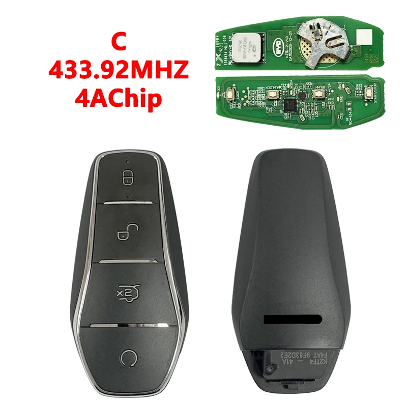 CN085004 Original 4 Tasten Smart Remote Key FCC K2TF4-22C F4H ID46/4A Chip 433,62/433,92 MHz Keyless Go Für BYD QIN PLUS EV – Detail 7