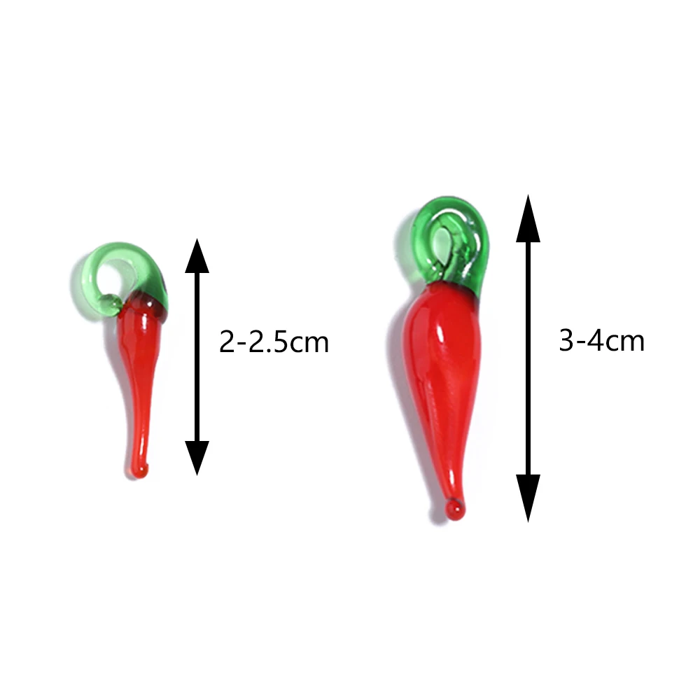 Red Chili Glass Charm Pendant Pepper Lampwork Charms Beads 10-20pcs/lot For DIY Jewelry Making Necklace Bracelet Accessories