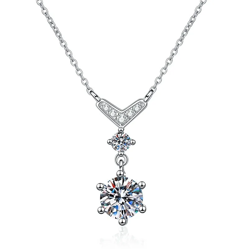 

XL108 Lefei Fashion Trendy Luxury Classic Moissanite Diamond-set 1CT Fine Fish Tail Necklace Women 925 Silver Party Jewelry Gift
