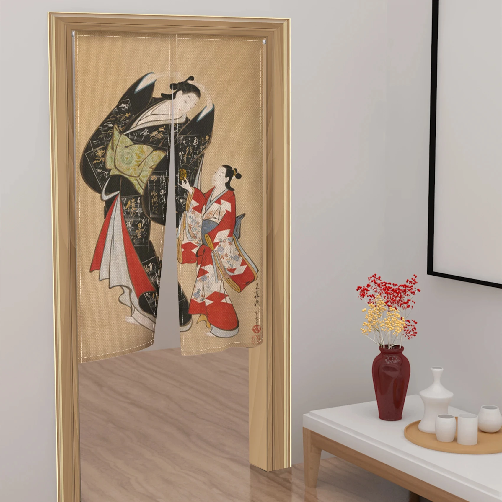 Women Kimono Patterns Japanese Style Door Curtains Toilet Partition Kitchen Bedroom Izakaya Noren Hanging Half-Curtain Decor 3