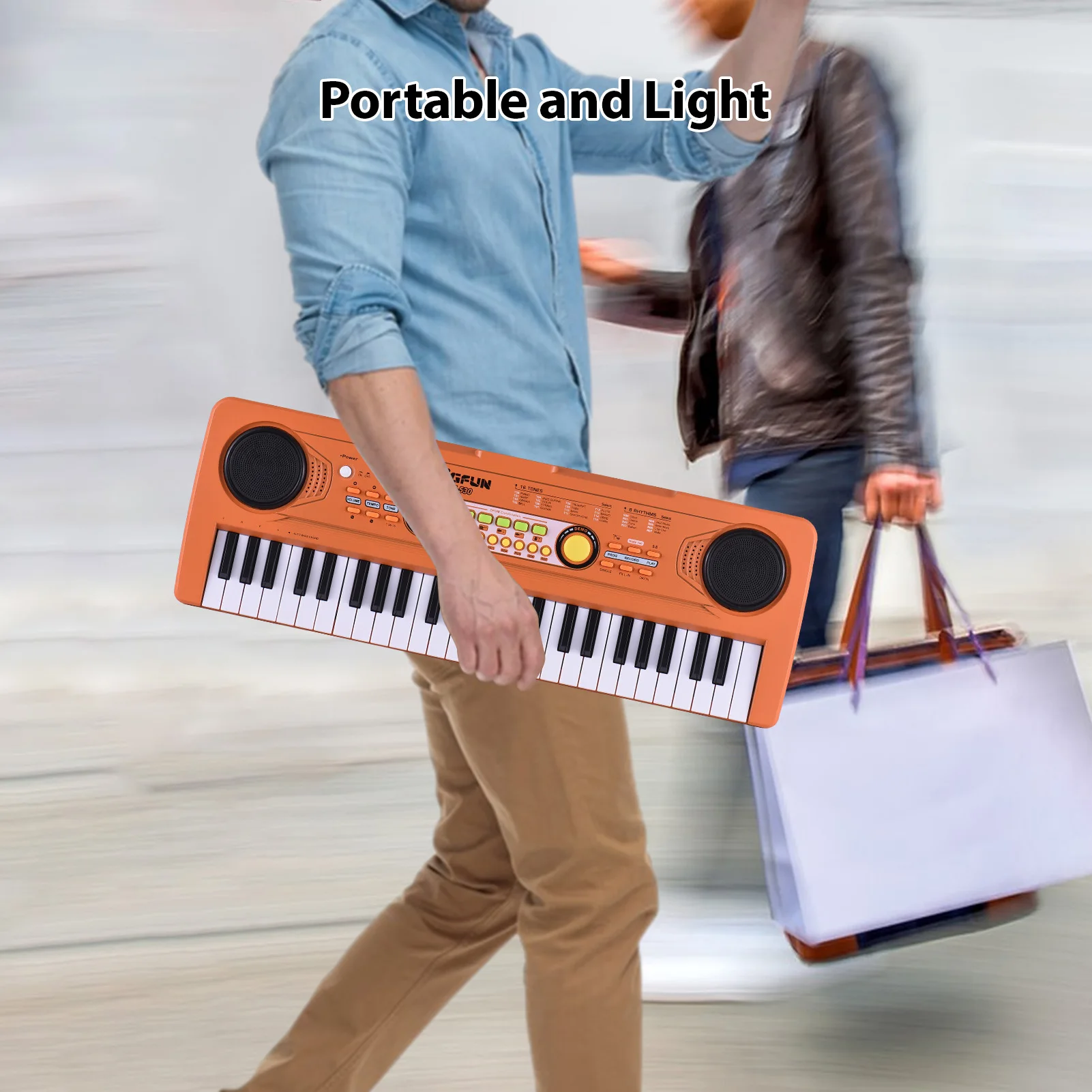 BIGFUN Keyboards Piano 49 Key Portable Electronic Keyboard Piano 16 Tones 8 Rhythms 5 Percussion 6 Demos Dual Speaker Musical