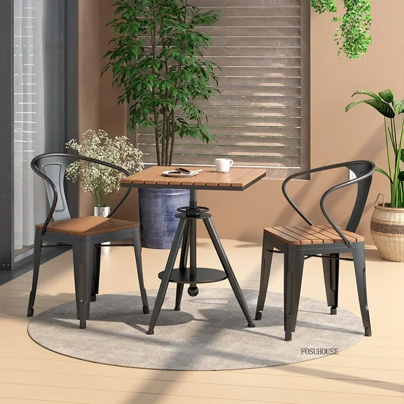 Nordic Patio Furniture Outdoor Set Balcony Open-air Garden Furniture Sets Waterproof Sun-proof Square Table Outdoor Chairs Set