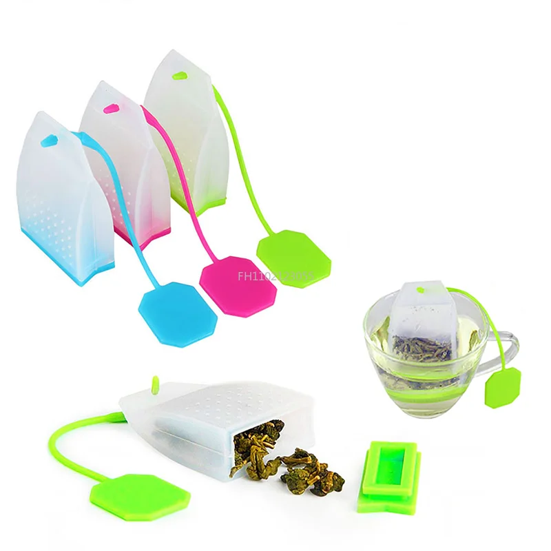 1PC Silicone Tea Bags with Long Rope Reusable Loose Leaf Tea Infuser Colorful Tea Strainer for Mugs and Teapots Cups