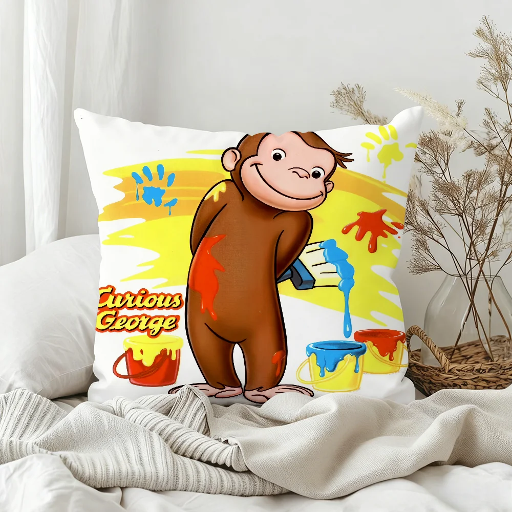 Niedlicher C-Curious G-George Cartoon-Kissenbezug für Schlafzimmer, Sofa, Wohnzimmer, Rückenlehne, Dekoration, quadratisches Kissen, Nickerchenzeit – Detail 6