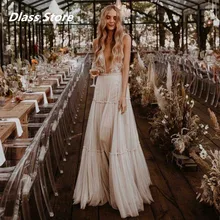 

Wedding Dress Sexy Hollow Lace Maxi Dressed Chiffon V Neck Backless Party Beach Weddings Gown 2022 Vestido De Fiesta Recommend