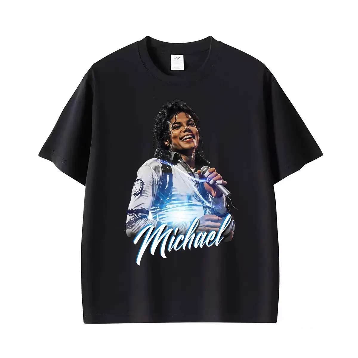 King of Pop Michael Jackson Rock Singer T-Shirt für Herren und Damen, 100 % Baumwolle, kurzärmelig, Harajuku, klassisches, übergroßes T-Shirt
