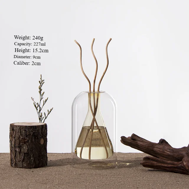 Bouteille de diffuseur de roseaux de parfum vide, bouteilles d'huile essentielle carrées vides, pot en verre pour bricolage, ensembles de diffuseurs de remplacement de parfum 6