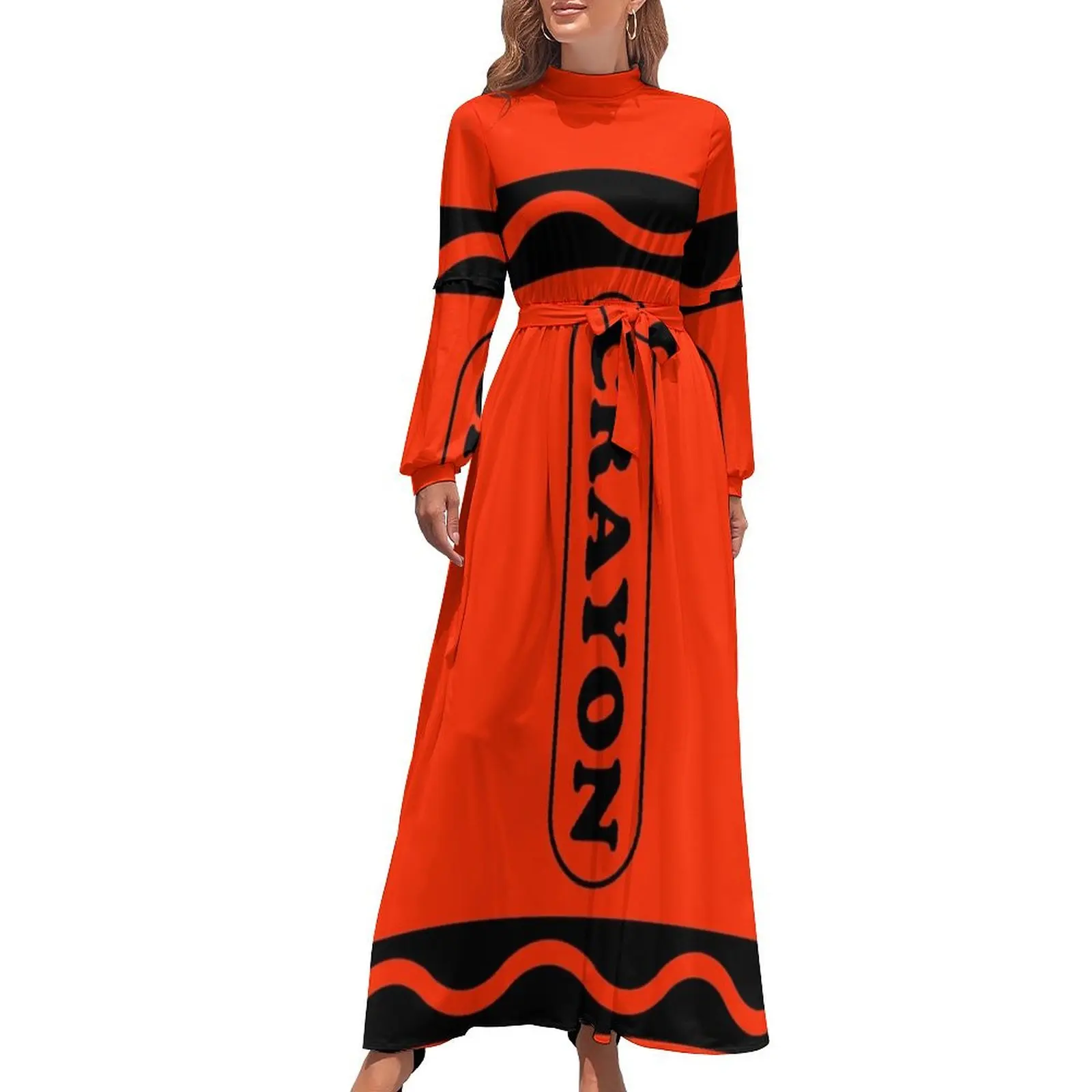 thumbnail image 1 of Vestido largo de disfraz de crayón naranja vestido de verano 2024 vestidos de mujer para ocasiones especiales vestido largo de mujer verano, 1 of 5