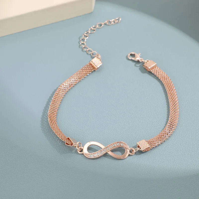 Rhinestone Infinity Bracelet Men's Women's Anklets Jewelry 8 Number Pendant Charm Blange Couple Bracelets for Lover Friend