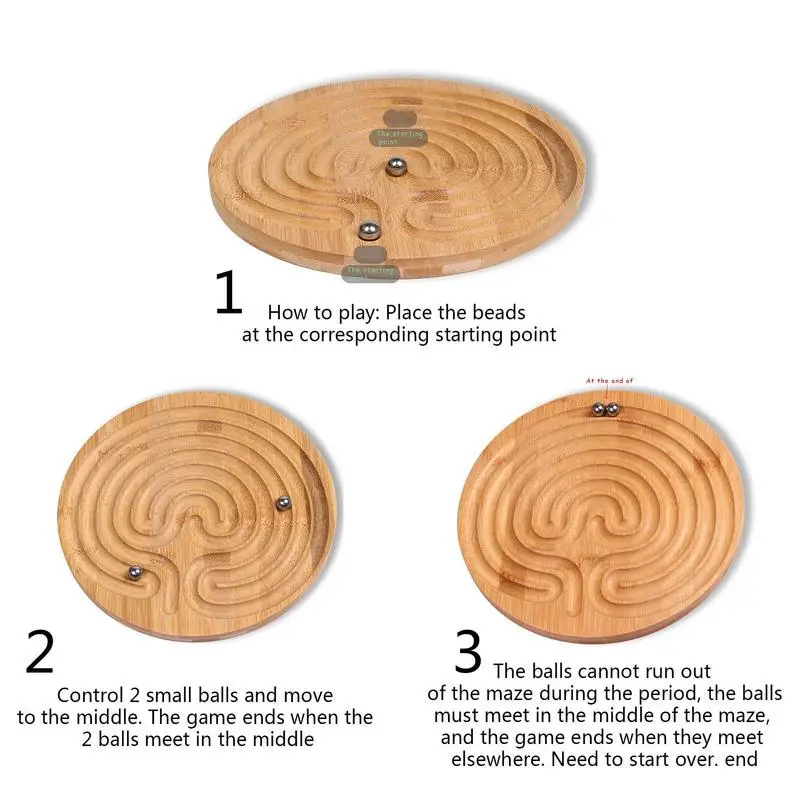 Wooden Labyrinth Maze Ball Puzzle Toys Hand Game Case Fun Brain Game Challenge Fidget Concentration Children Educational Toy 2