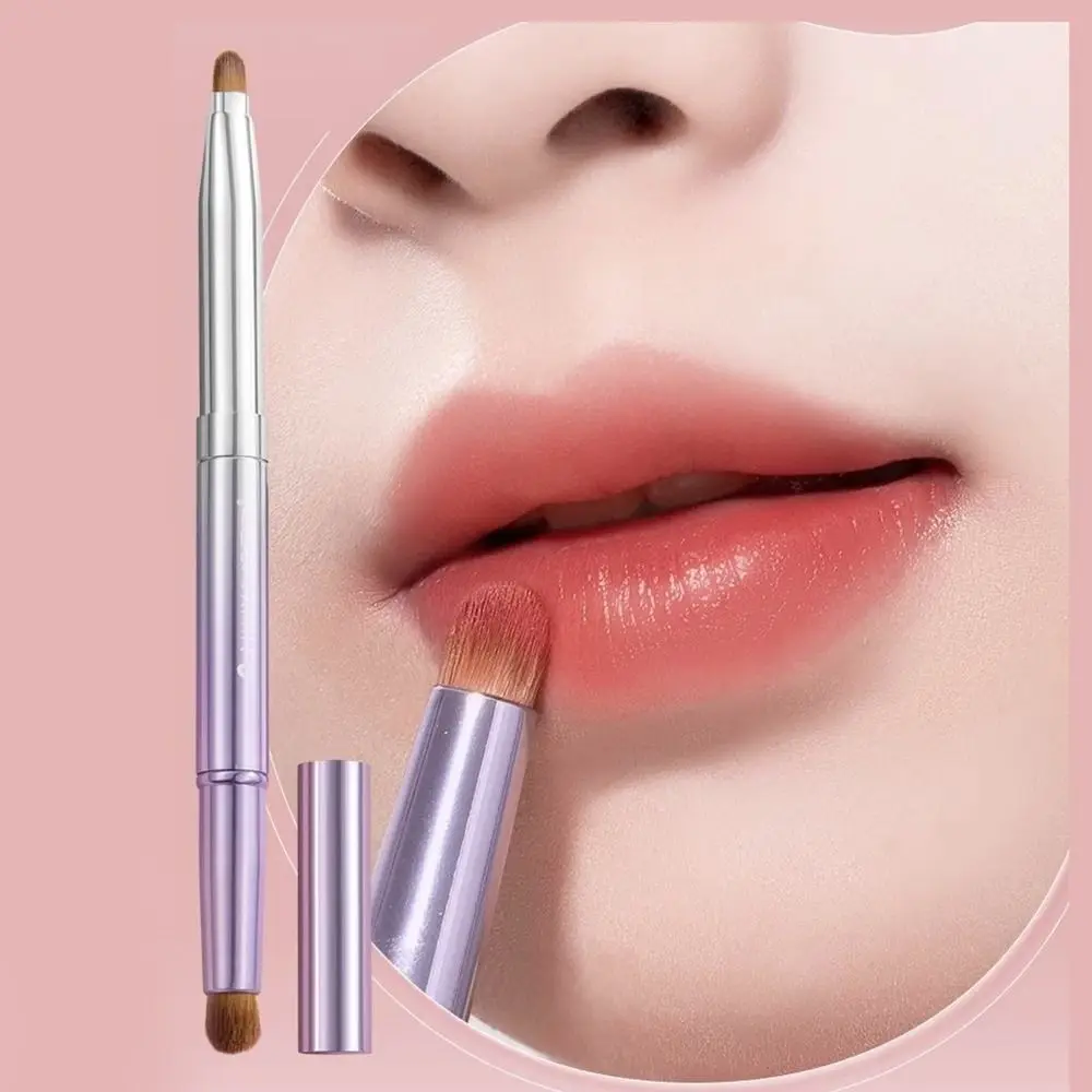 

Dustproof Double-headed Lip Brush Retractable Lip Liner Telescopic Lip Gloss Brush with Protect Cap Eyeshadow Applicator