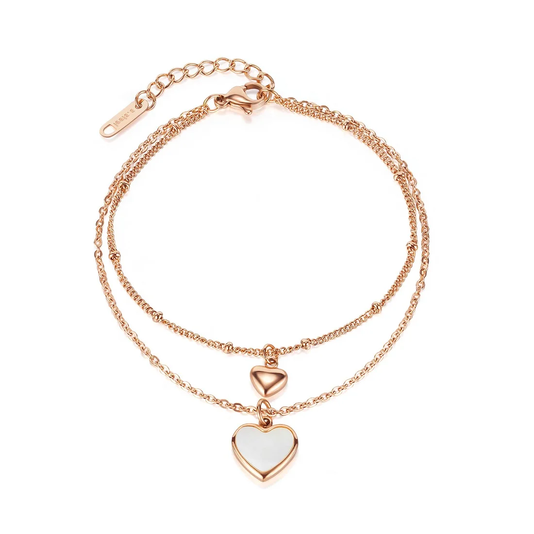 

DARHSEN Women Heart Charm Bracelet Cute Stainless Steel Girl Bangles Fashion Jewelry Silver Rose Gold color
