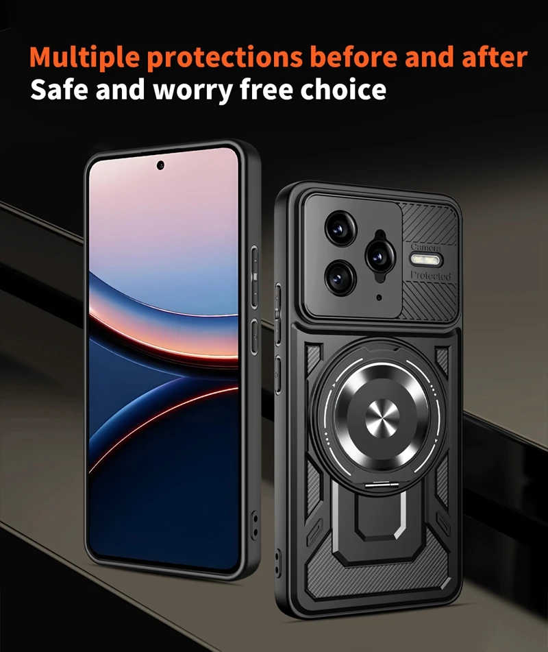Armor Shockproof MagSafe Wireless Charging Case with Magnetic Ring Stand Holder