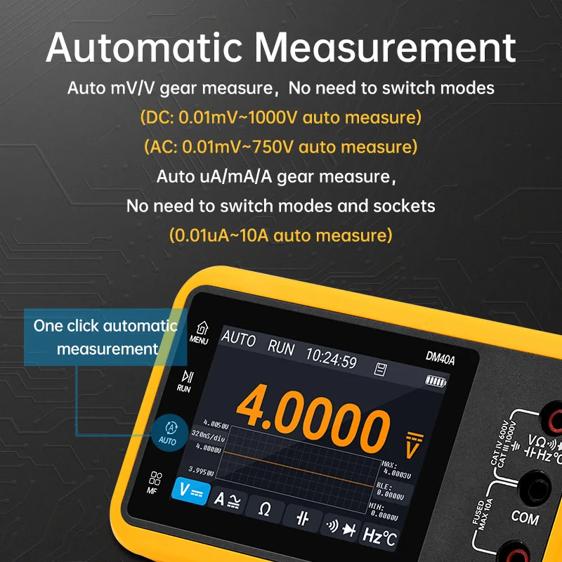 ALIENTEK DM40 Digital Oscilloscope Multimeter Signal Generator 3 in 1 50M Sample rate Voltage Diode Handheld Automotive Tools Digital Oscilloscope