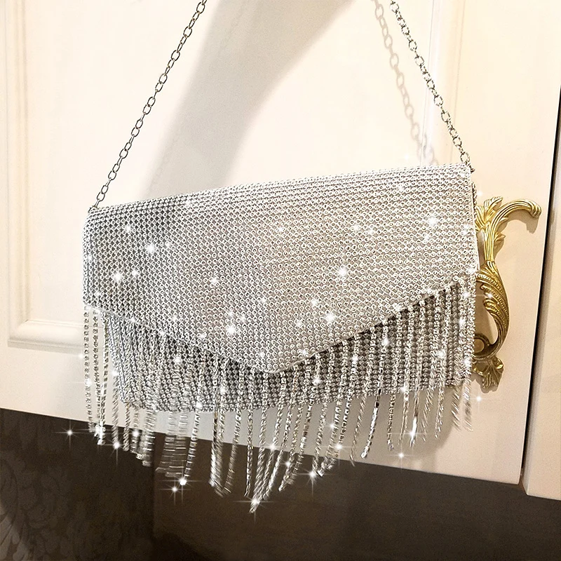 1Yard Long Tassel Ribbon Fabric Fringe Decoration Irregular Rhinestone Chain Beaded Shoes Bag Clothing Wedding Diy Sewing Tassel