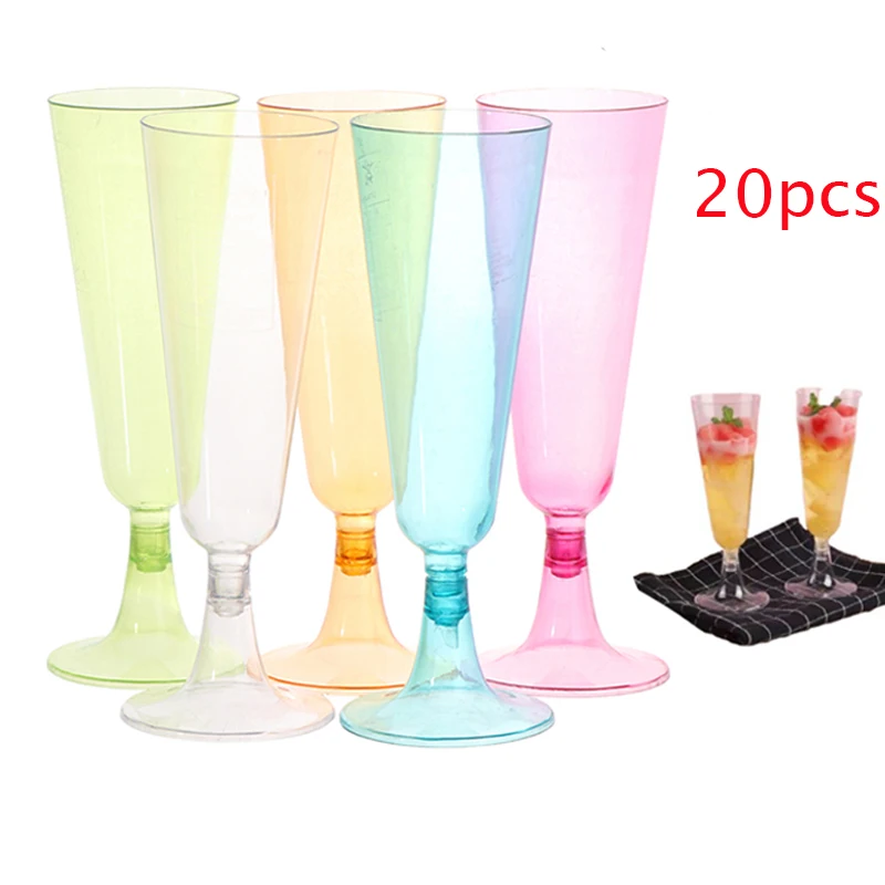 20Pcs Disposable Plastic Champagne Glasses Ice Cream Cups 150ML Wine Glasses Cocktails Goblet