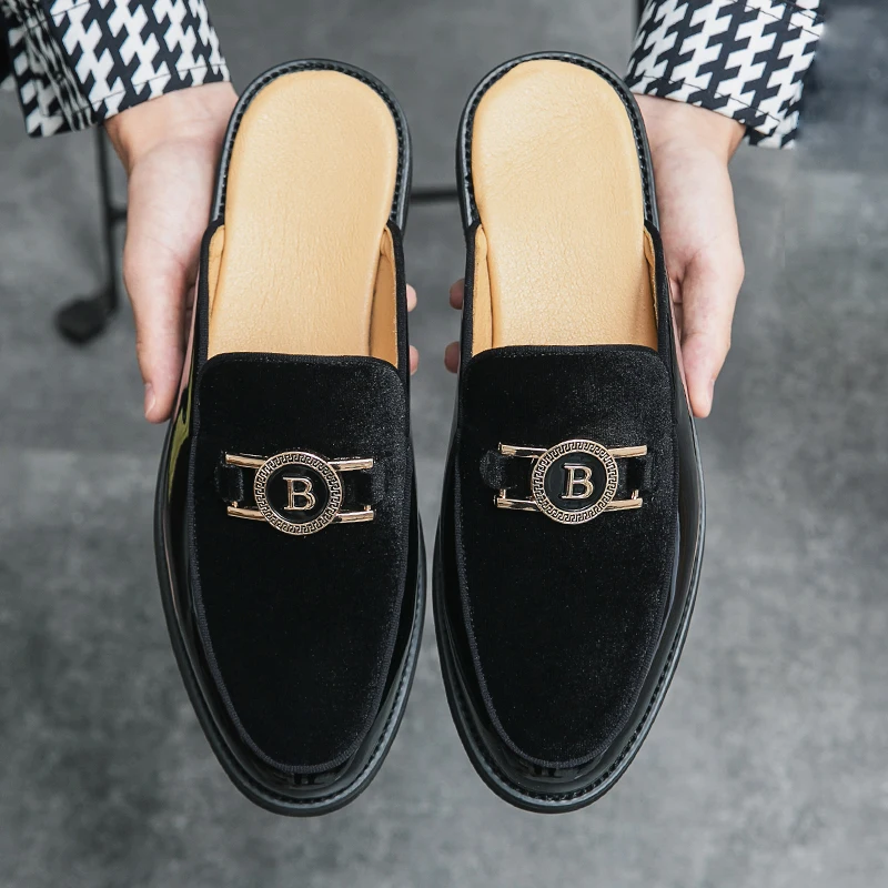 Stylish Men's Suede Half Slippers with Metal Buckle Casual Mules 7 S3d0393f38d304b91b3f6b8aa35a860ebj Stylish Men's Suede Half Slippers with Metal Buckle Casual Mules