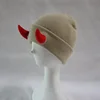 Autumn and Winter Devil Horn Hat Warm Knitted Wool Hat Halloween Horn Baotou Bean Bean Hat New Funny Hip Hop Hat 1