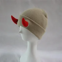Autumn and Winter Devil Horn Hat Warm Knitted Wool Hat Halloween Horn Baotou Bean Bean Hat New Funny Hip Hop Hat 1
