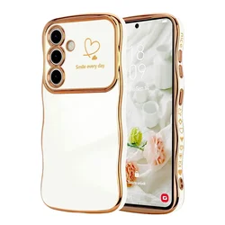 Wave Heart Shape Soft Phone Case - Stylish Protective Cover - Samsung S24 FE (White)