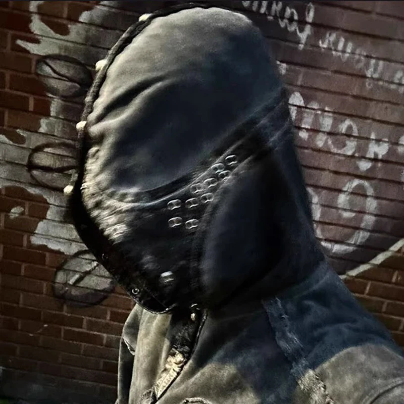 Thug Club Sasin Hooded Sleeve Metal Silver Cross Washed