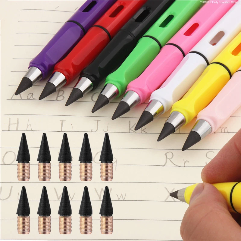 19pcs Inkless Pen Tips Infinite Pencil Replaceable Heads Pencil Writing Tips