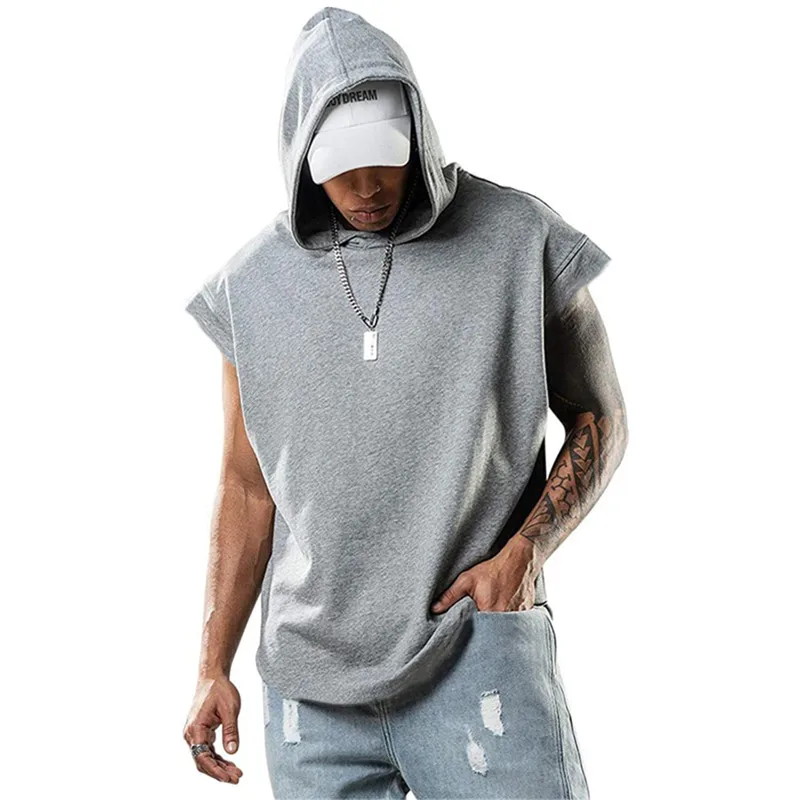 

New Men's Sports Tank Top Hoodie Sleeveless T-shirt