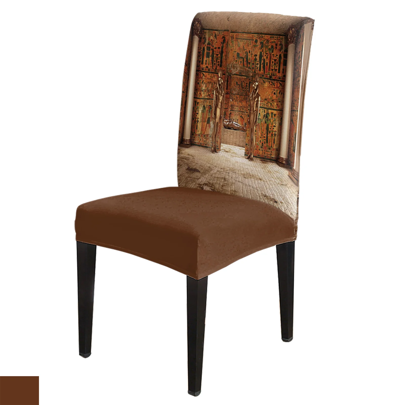 

Tomb Of Pharaoh Egypt Golden Tomb Dining Chair Cover Kitchen Stretch Spandex Seat Slipcover for Banquet Wedding Party