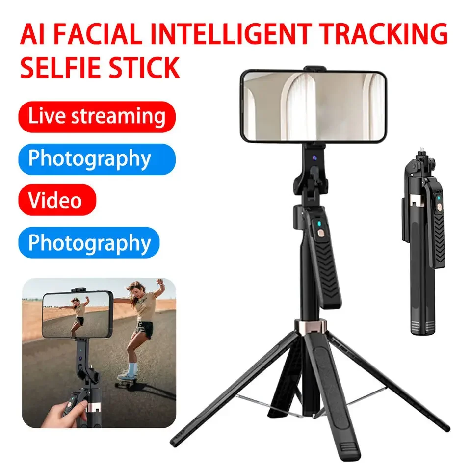 DIXSG Portable Gimbal Selfie Stick AI Face Track 360 Degree Rotation Stabilization 180CM Extension Height Tracking Gim