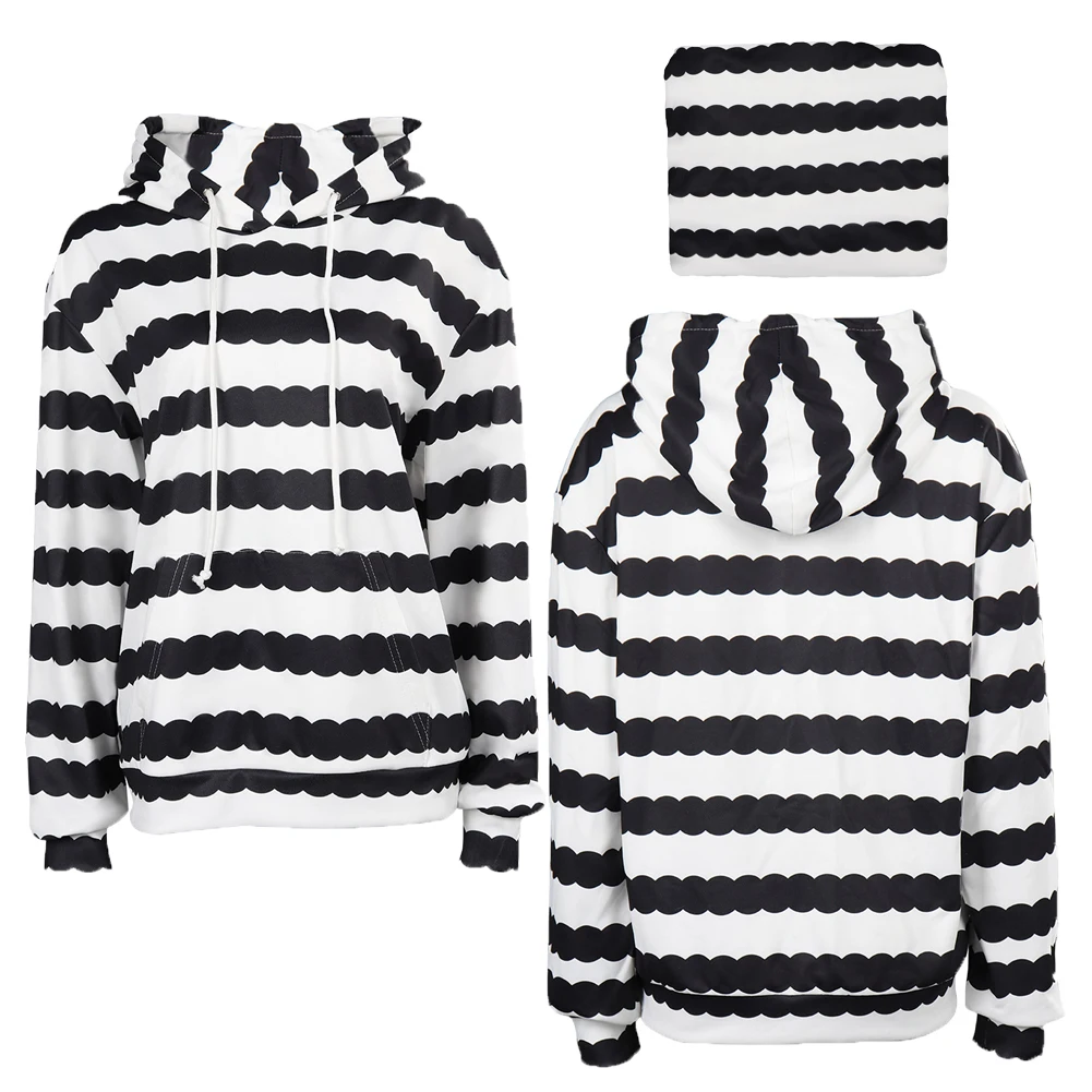 

Cos Ken Cosplay Costume Striped Hoodie Pullover Outfits For Adult Unisex Roleplay Halloween Carnival Suit