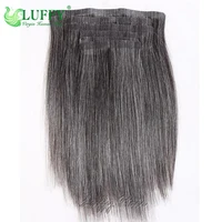 Salt Pepper Seamless PU Clip In Hair Extensions Straight Human Hair Skin Weft Gray Hair Color Clip Ins Human Hair For Women 2