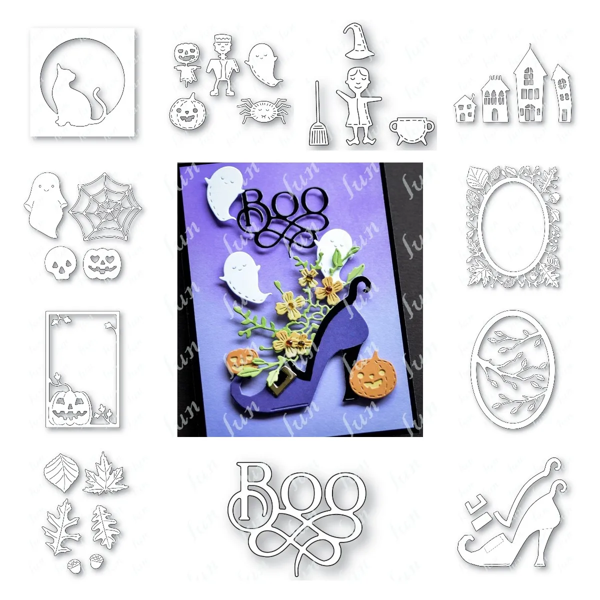 

2022 New Halloween Cutting Dies Witch Boo Houses Assemblage Die Cut for Diy Scrapbooking Decoration Emboss Template Supplies