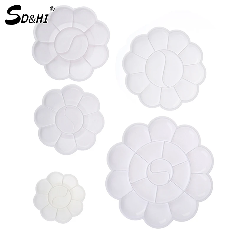 White Plastic Pigment Tray Color Palette Nail Art Palette Plum Blossom Painting Tool