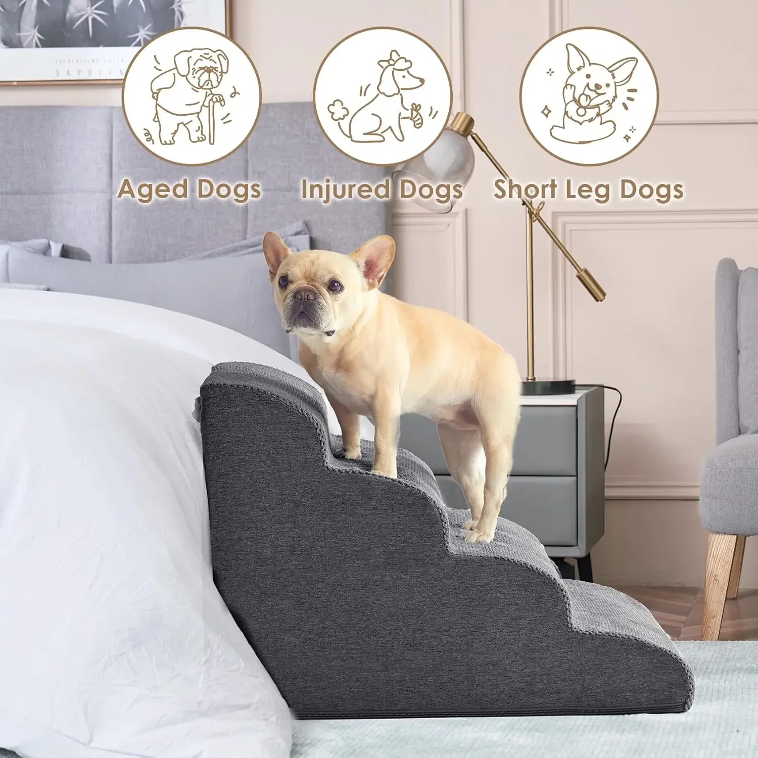 Curved Pet Stairs Ramp for Small Dogs & Cats – Non-Slip High Bed Steps 4