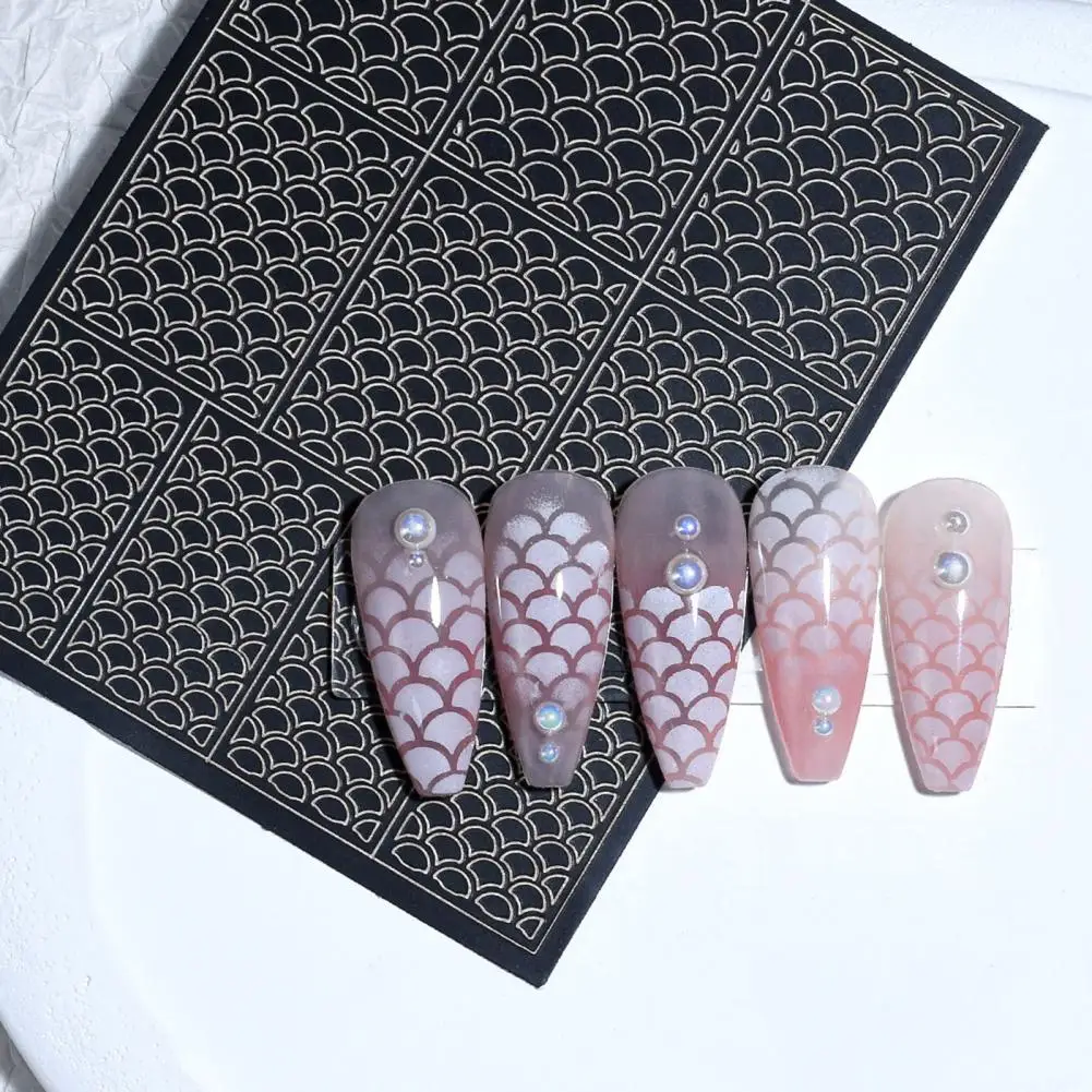 Nail Stickers Nail Art Tools Easy to Use Nail Stencil Stickers Pvc Gel Acrylic Nail Sticker 6 Sheets of Rhombus Square Fish Scale Leopard Stripe Airbrush