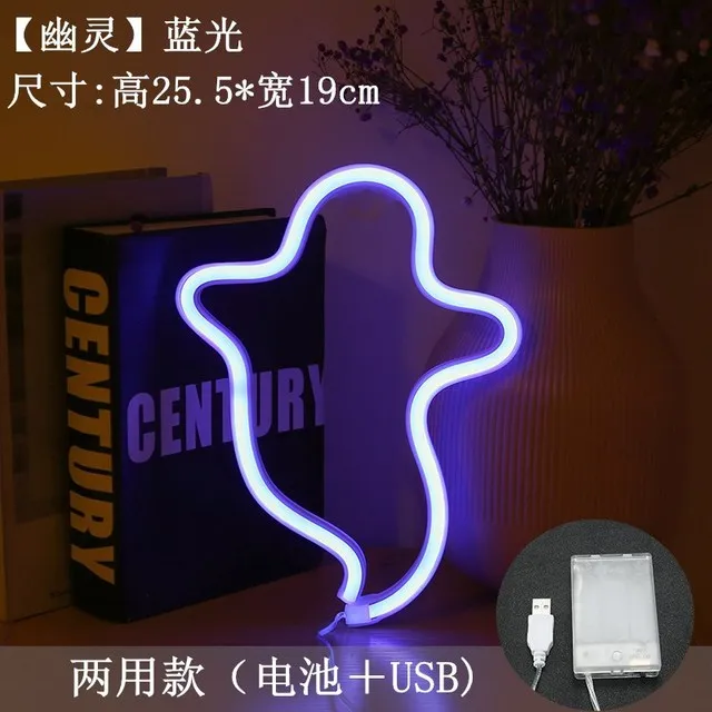 Neon Logo met LED Pompoen - Halloween Pompoen logo oranje met paars