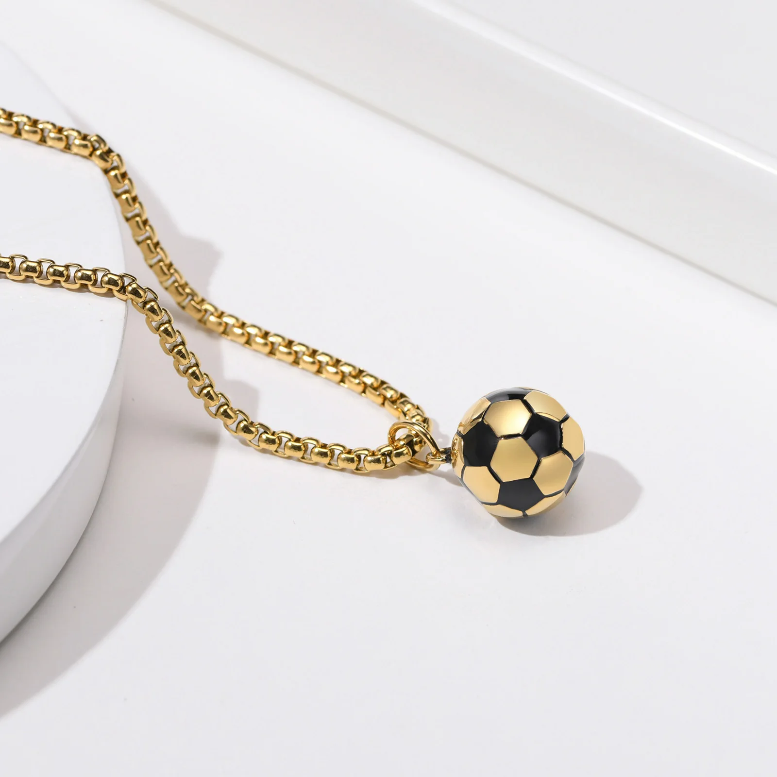Stainless Steel 3D Football Necklaces for Mens Boys,Solid Ball Stainless Steel Pendant Necklaces,World Cup Football Fan Gifts