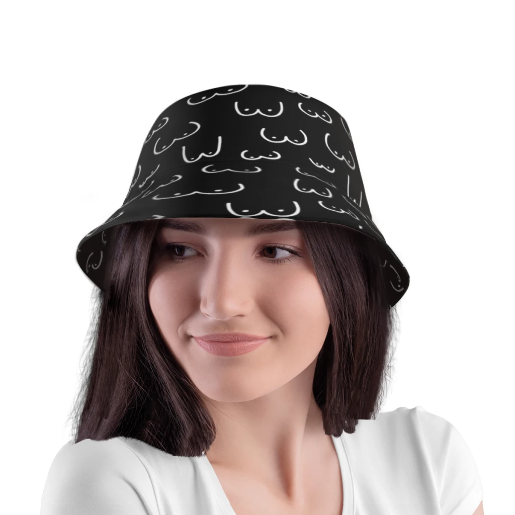 Black and White Drawing of Boobs Bucket Hat For Women Men Students Foldable  Bob Fishing Hats Panama Cap Autumn - AliExpress