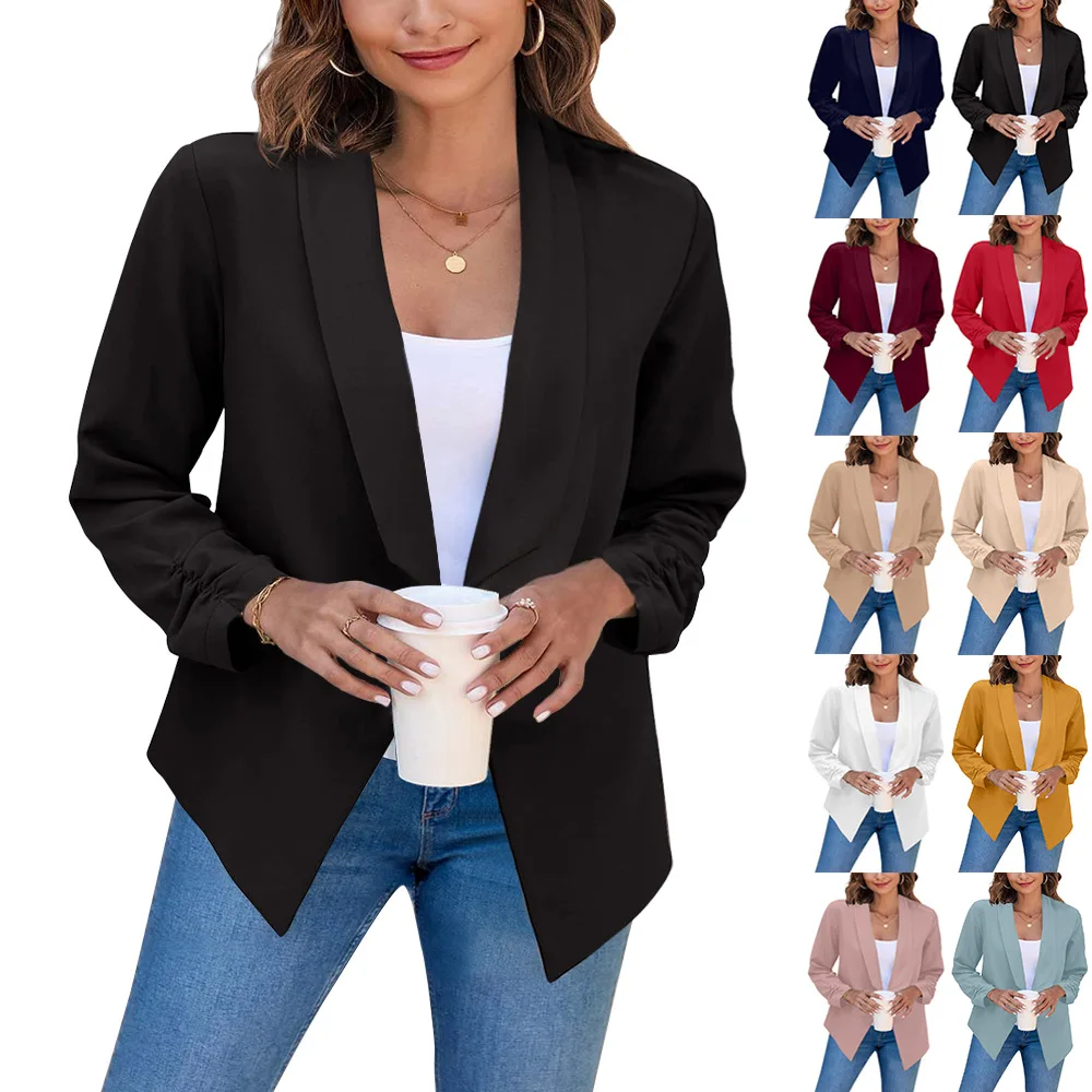 VITIANA Women Office Lady Blazers Spring 2022 Female Long Sleeve Open Stitch White OL Womens Jackets and Coats Plus SIze 5XL