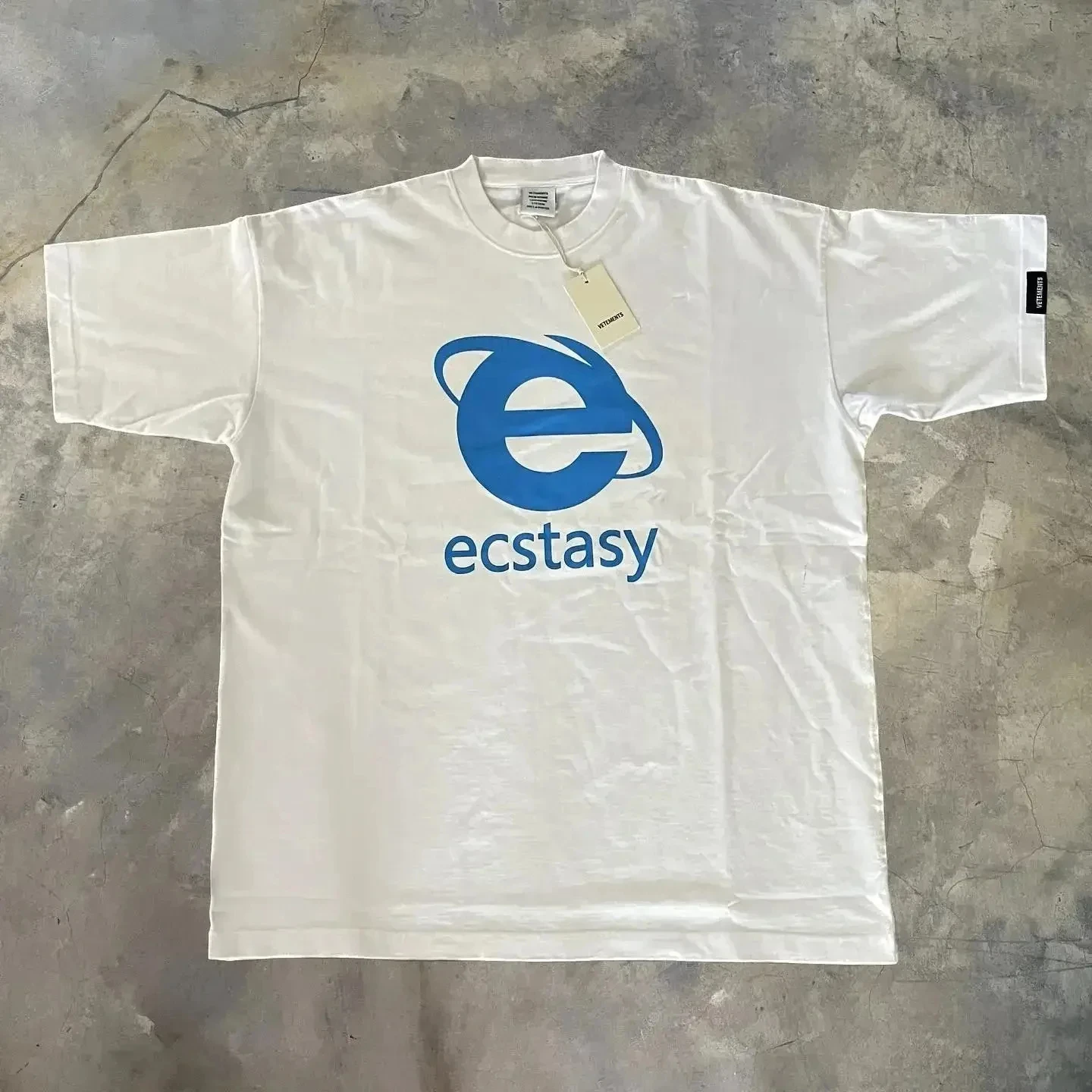Streetwear Ecstasy New T Shirt Y2K Men's Harajuku White T-shirt Letter Pattern Printing Oversize Loose Short-sleeved Gothic Top 2