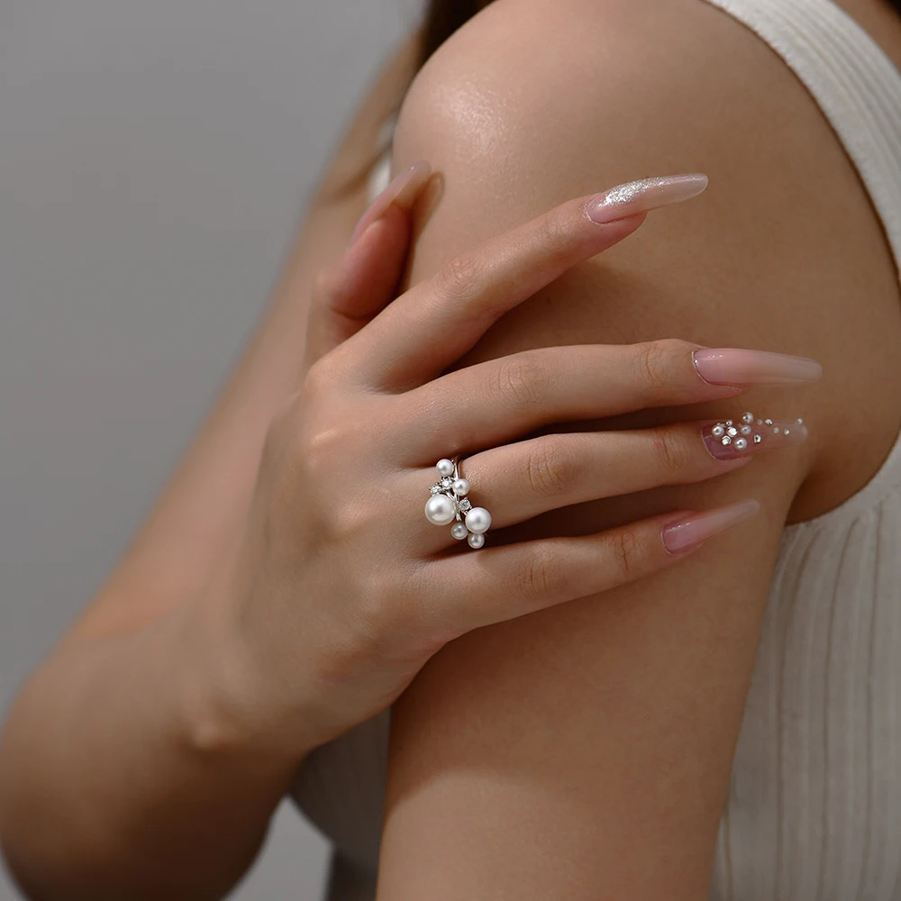 ATTAGEMS Pearl Moissanite Ring DVVS 100% S925 Sterling Silver Plated With18k Gold for Women Engagement Bride Jewelry Luxury Gift - Image 6