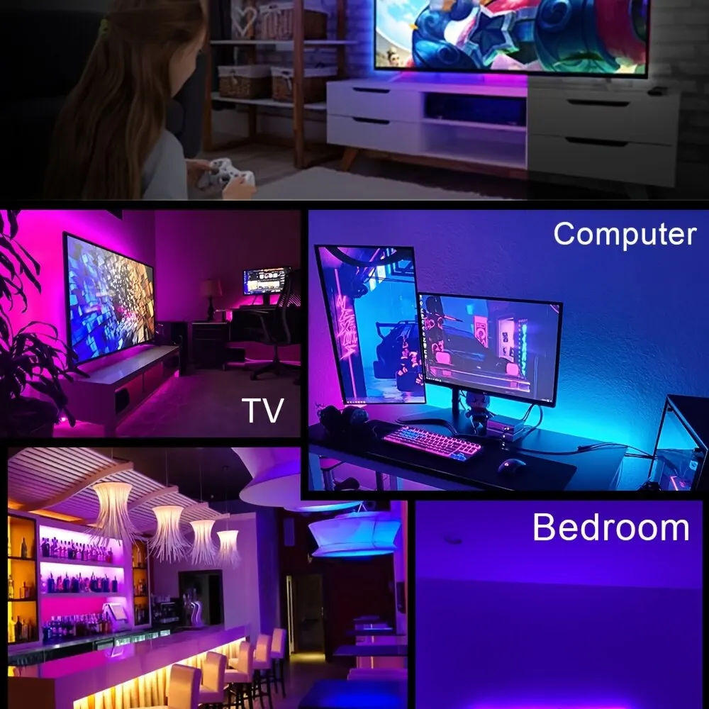 Description Picture 6 of item5/10M 5050 Led Strip Bluetooth Remote  Smart Application RGB Color Lights Changing for TV LED Backlight Living Room Party Decor