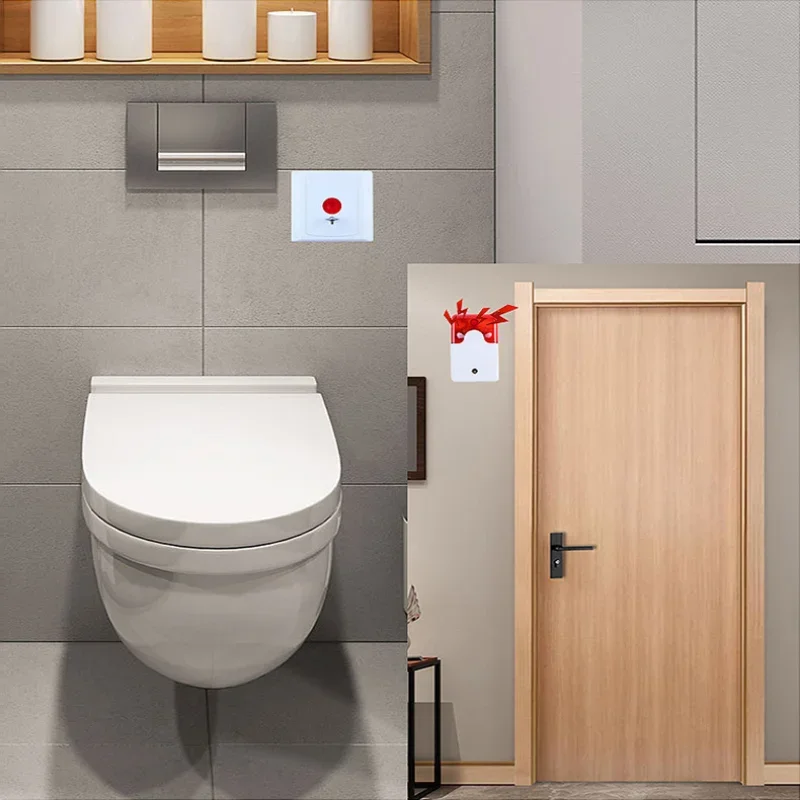 Emergency Alarm Elderly Pager Disabled Bathroom Sound and Light Guard Alarm One Button System