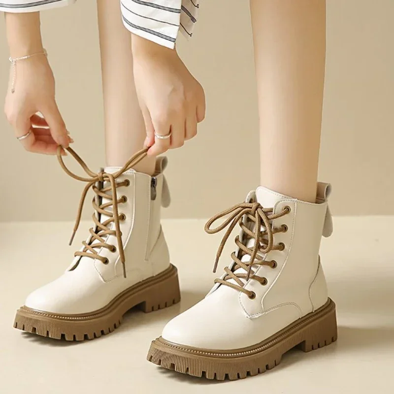 Botas-con-cordones-y-cremallera-para-mujer-zapatos-de-marca-con-punta ...