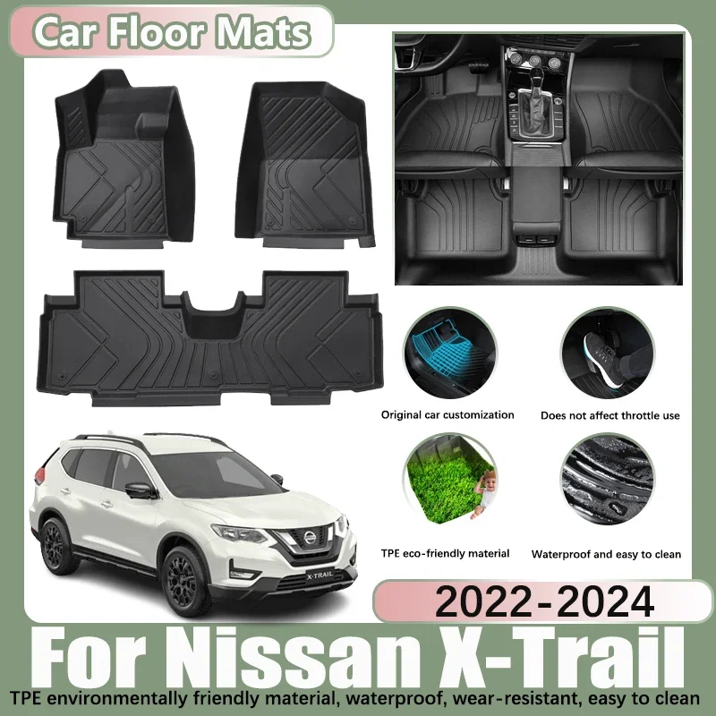 

RHD Car Floor Mat for Nissan X-Trail X Trail XTrail ST T33 Rogue 2022-2024 TPE Car Waterproof Foot Pads Custom Liner Accessories