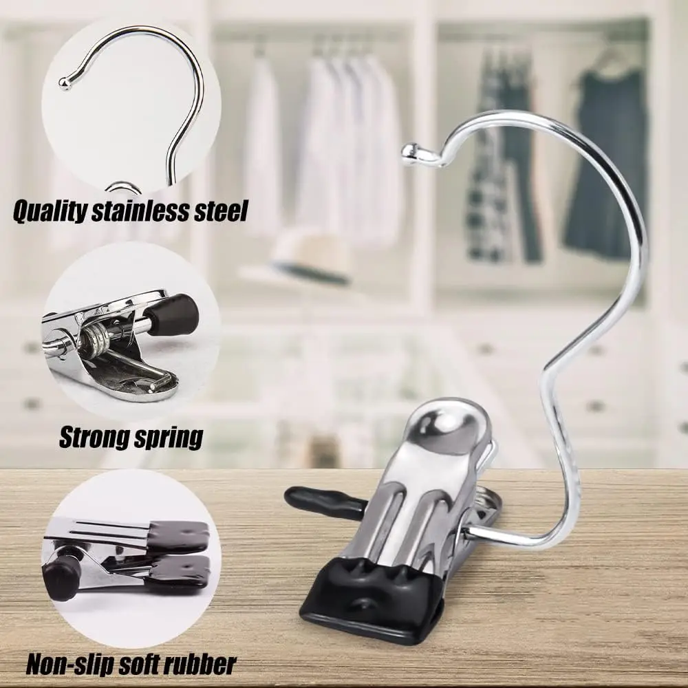 30/1PCS Boot Hanger 360&deg; Rotating Portable Space Saving Hanger Single Clip Stainless Steel Hanging Hold Clip for Closet Travel