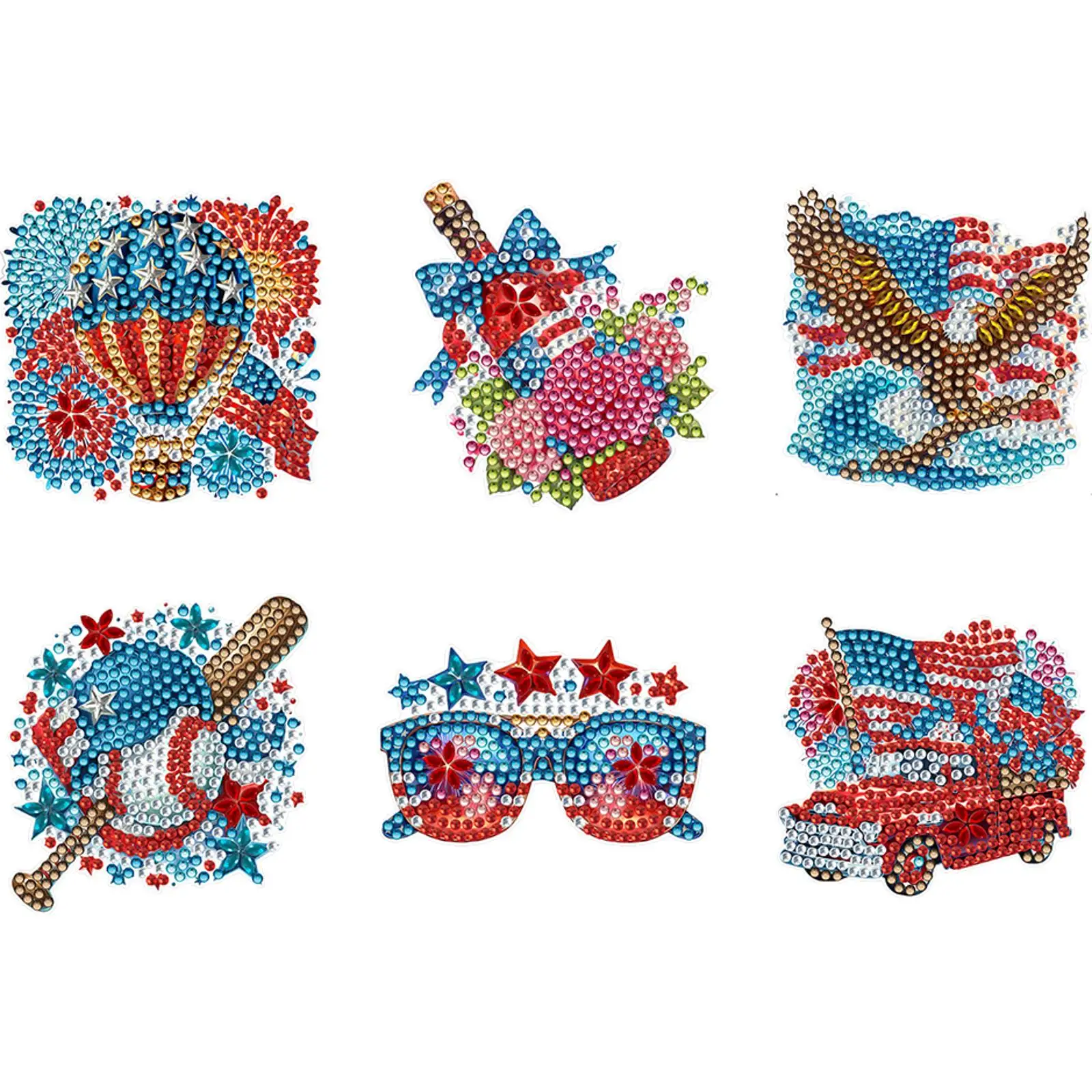 6pcs Acrylic DIY Independence Day Series DIY Art Fridge Magnet Refrigerator Sticker for Beginners Gifts Home Car Garage Decors