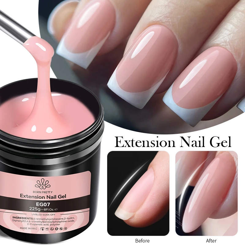 

BORN PRETTY 225g Non Stick Hand Extension Gel Jelly Nude Pink Gel Nail Polish Soak Off UV LED Gel Construction Gel Nail Art